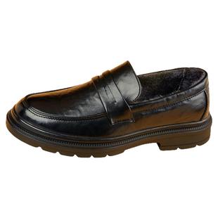 二棉皮鞋男冬季加绒保暖休闲无鞋带韩版潮流懒人黑色软底温州男鞋