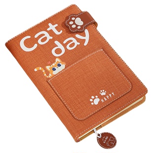 集章打卡手账本盖章笔记本本子猫咪便携口袋本收集博物馆旅行印章纪念空白本学生日记本小笔记本子可印logo