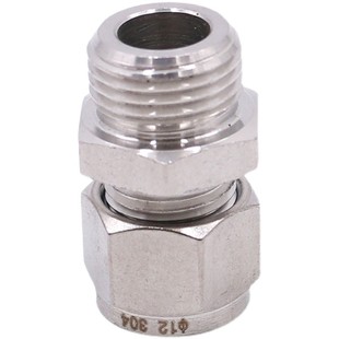 304不锈钢卡套直通终端M公制NPT美标G直管外螺纹高压免焊接式接头