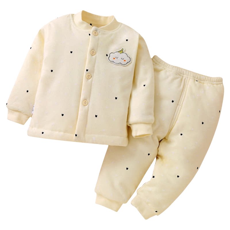 秋冬婴幼儿内衣新生儿衣服宝宝保暖无骨加厚夹棉衣棉服童套装