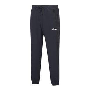 李宁羽毛球服长裤男女同款速干运动比赛训练黑色卫裤AYKU811-1