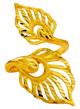 镀黄金色镂空凤尾小众设计戒指