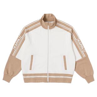 Kappa卡帕复古运动针织开衫2026新款女立领卫衣撞色休闲夹克外套