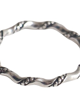 S925纯银开口戒指韩版复古做旧