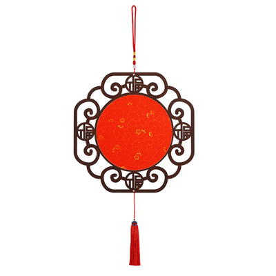 六品堂镂空木质福卡挂件中国风窗花挂饰万年红宣纸福卡挂件新春空白手写斗方福字红纸挂饰书法双面2026年新款