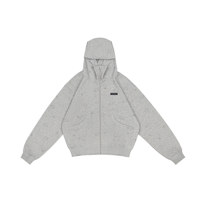 小狗logo满件刺绣立领连帽卫衣