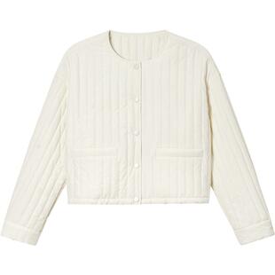 ToyzY白色圆领棉服外套女短款可拆三角围巾2026春新款ZC36108570