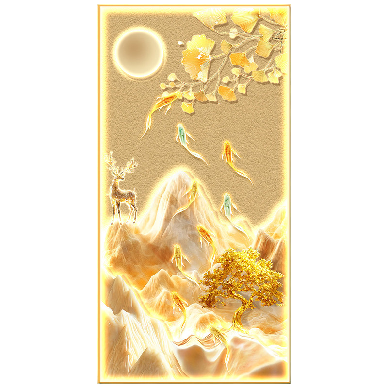柿柿如意走廊过道壁画轻奢九鱼入现代装饰画