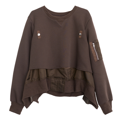 异材拼接卫衣2025秋冬新款设计感