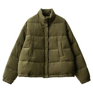 梭家｜绵绵橄榄｜匈牙利进口95白鹅绒 橄榄绿灯芯绒立领短羽绒服