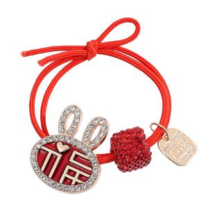 2026本命年头饰蛇年头绳新年红色丸子头发圈皮筋女扎头高弹力发绳