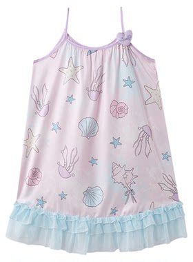 Gukoo/果壳睡衣春夏小贝壳满印儿童睡衣女童新款家居服吊带睡裙B