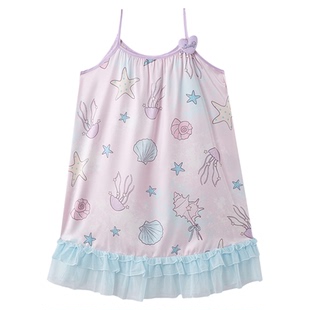 Gukoo/果壳睡衣春夏小贝壳满印儿童睡衣女童新款家居服吊带睡裙B