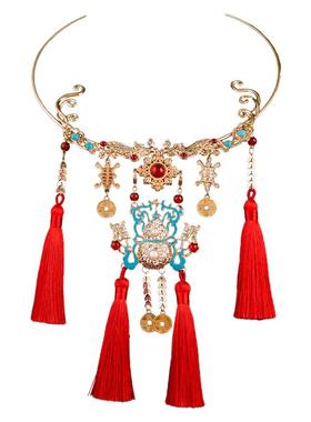 古风汉服项圈新年喜庆红色流苏