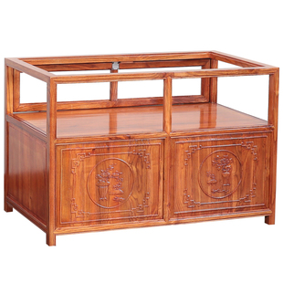 实木珠宝展示柜中式仿古榆木首饰玉器陈列柜货柜精品展柜玻璃柜台