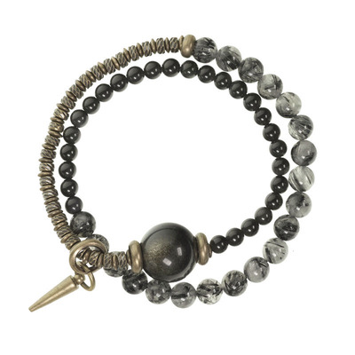 原创黑发晶黑曜石混搭设计手串