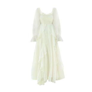 在逃公主仙气飘飘荷叶边连衣裙女夏2025年新款法式温柔风气质长裙