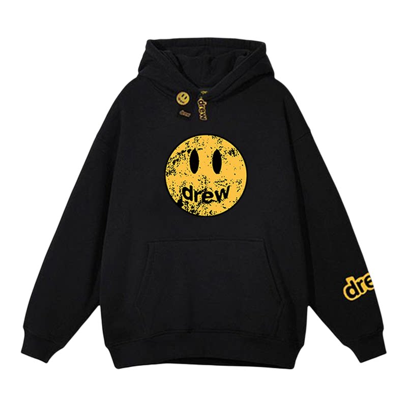 drew潮牌破坏笑脸高街连帽卫衣衫