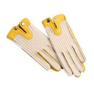 摩托车鹿皮手套男女士夏天薄款编织针织网面透气骑行哈雷复古机车