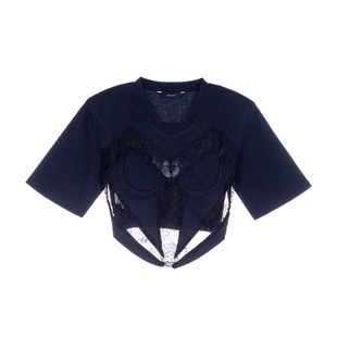 pushBUTTON 春夏女士黑色短款短袖上衣T恤银泰百货301574