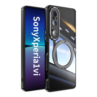 简约透明纯色适用索尼Xperia 1VII手机壳自带镜头膜Xperia10VII磁吸保护套1VI360°旋转支架全包商务男女10VI