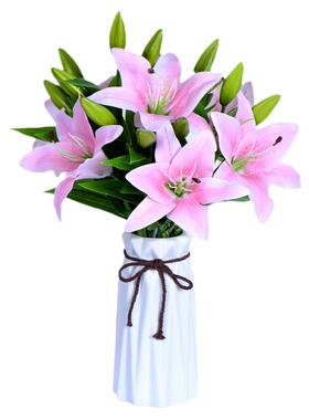 高档手感百合pu仿真干花束假花