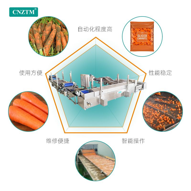 厂家供胡萝卜清洗机根茎类毛刷清洗设备全自动净菜加工成套流水线