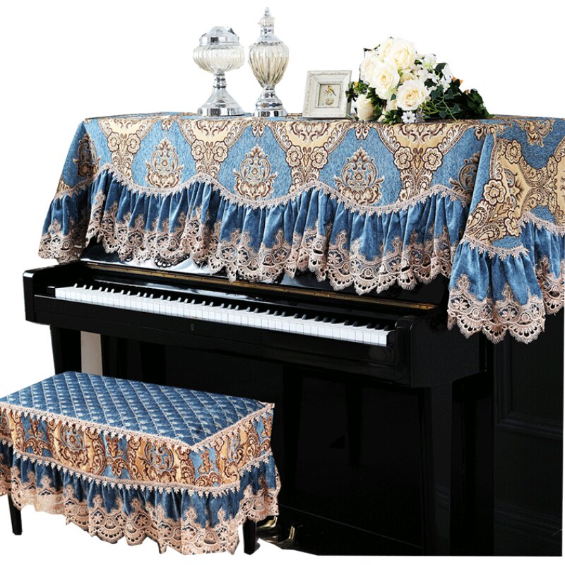 钢琴巾蕾丝盖布钢琴半罩韩国加厚雪尼尔钢琴防尘巾钢琴罩布艺北欧