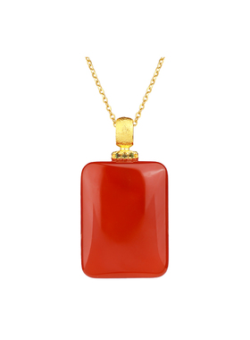 红玛瑙吊坠平安无事牌项链