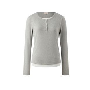 【97%棉】Eland衣恋T恤女长袖舒适合身上衣2025冬季新款