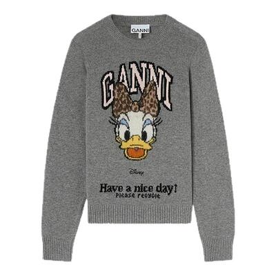 【GANNI x Disney】黛丝印花趣味长袖毛衣针织衫 A1070151920