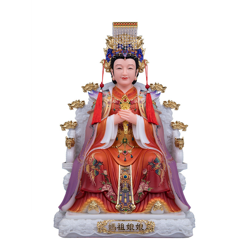 汉白玉妈祖娘娘神像居家供奉摆件