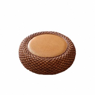 藤编蒲团榻榻米茶室坐垫地上日式矮凳家用禅修打坐垫草凳客厅坐墩