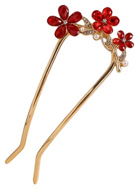国风琉璃花朵发簪新年氛围感发钗