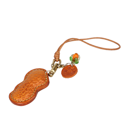 复古风头层牛皮花生包挂件