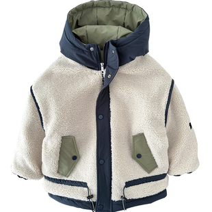 男童羊羔绒棉服~加厚过冬棉衣中大童夹棉外套厚实保暖连帽棉袄