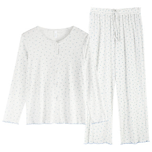 轩靓【7A抗菌】天丝棉睡衣女春秋长袖碎花莱赛尔棉凉感家居服套装