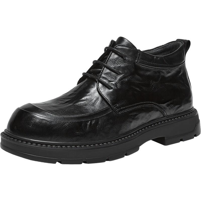 百思图秋冬季商场新款加绒保暖休闲皮鞋时尚商务男鞋WM592DD5