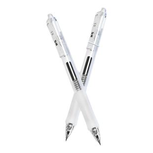 晨光按动中性笔0.5mm刷题笔速干ST头简约透明高颜值按压式笔顺滑不断墨学生日常书写备考考试黑色碳素笔