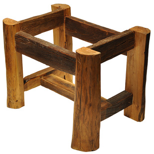 实木置物架底座老榆木花架石头鱼缸花盆木架子方形桌腿支架定制做