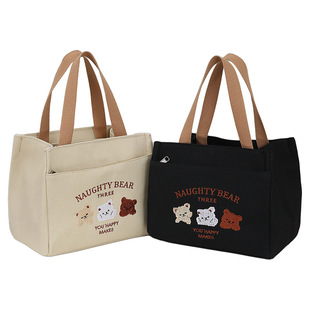 通勤上班饭盒手提袋新款包包女士手拎包便当包帆布包手提包防水