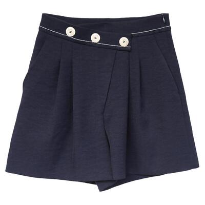 commemoi藏青色高腰短裤