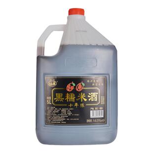 黄酒桶装绍兴花雕酒十年陈黑糯米酒壶装14.5度5L泡阿胶自饮做料酒