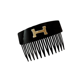 韩系金标H字母倒插梳发夹女2025新款高端碎发整理神器高颅顶头饰