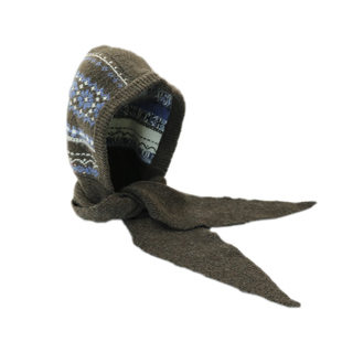 红色新年费尔岛巴拉克拉法帽子围巾一体女冬季加厚保暖防寒套头帽