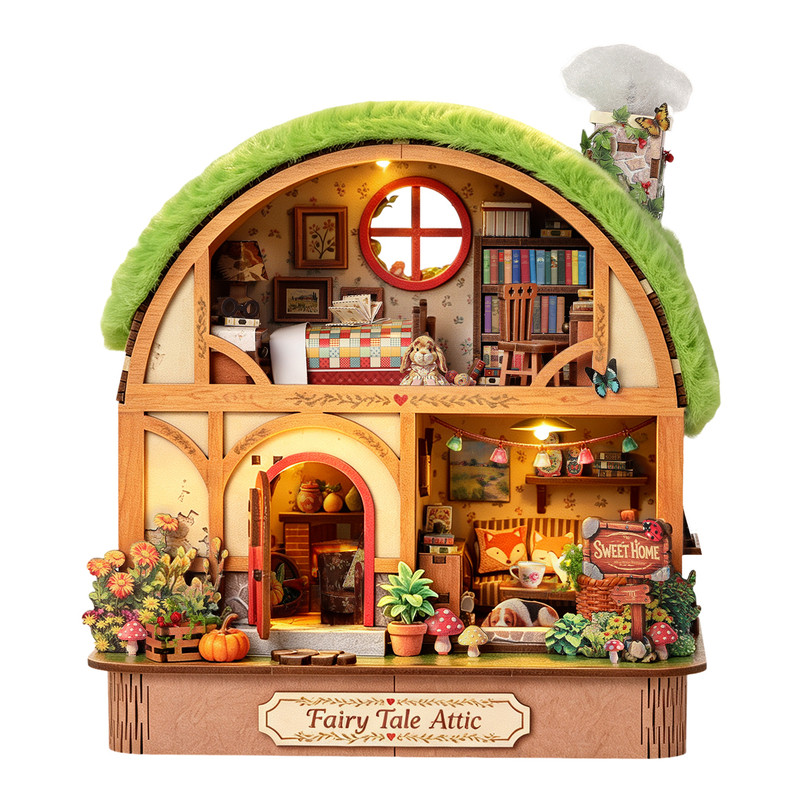 复古田园木质拼装手工小屋模型