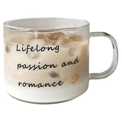 玻璃杯ins风咖啡杯家用带盖勺子