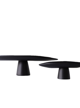 北欧轻奢黑色椭圆果盘摆件