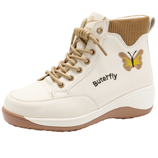 马丁靴女士真皮软底短靴冬季2026新款秋冬妈妈加绒牛筋底高帮女鞋