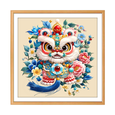 瑞狮呈祥2025新款高级醒狮十字绣